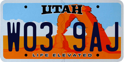 UT license plate W039AJ