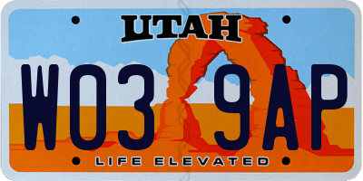 UT license plate W039AP