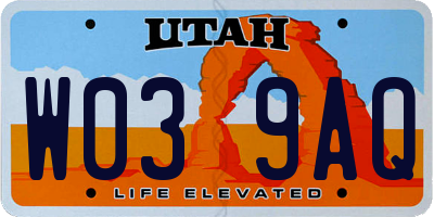 UT license plate W039AQ
