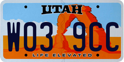 UT license plate W039CC
