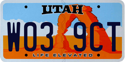 UT license plate W039CT