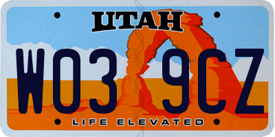 UT license plate W039CZ