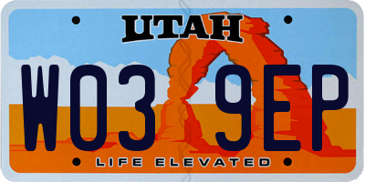 UT license plate W039EP