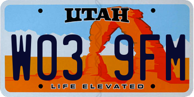 UT license plate W039FM