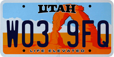 UT license plate W039FQ