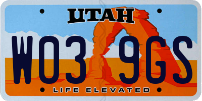 UT license plate W039GS