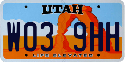 UT license plate W039HH