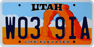UT license plate W039IA