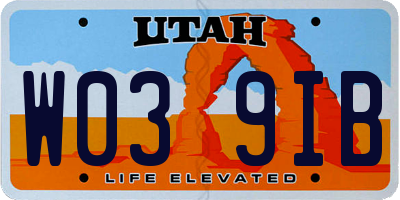 UT license plate W039IB