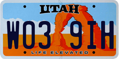 UT license plate W039IH
