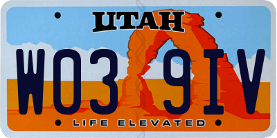 UT license plate W039IV