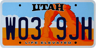 UT license plate W039JH