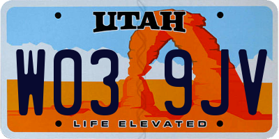 UT license plate W039JV