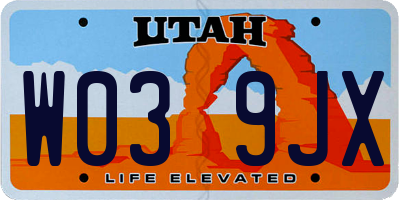 UT license plate W039JX