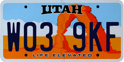 UT license plate W039KF