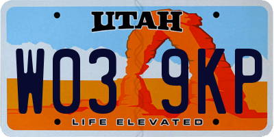 UT license plate W039KP