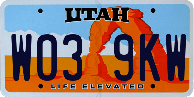 UT license plate W039KW