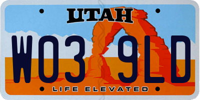 UT license plate W039LD
