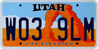 UT license plate W039LM