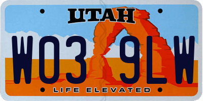 UT license plate W039LW