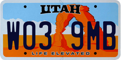 UT license plate W039MB