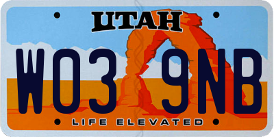 UT license plate W039NB
