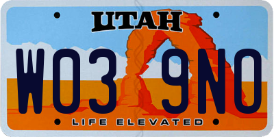 UT license plate W039NO