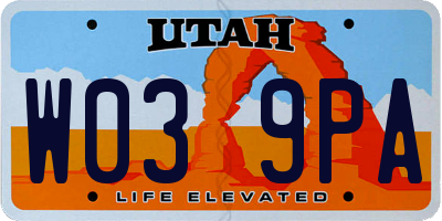 UT license plate W039PA