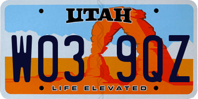 UT license plate W039QZ