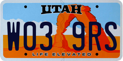 UT license plate W039RS