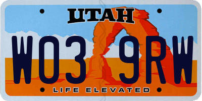 UT license plate W039RW
