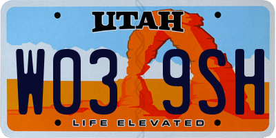 UT license plate W039SH