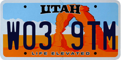 UT license plate W039TM
