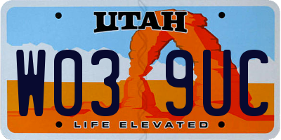 UT license plate W039UC