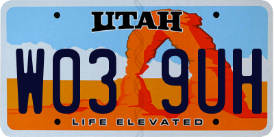 UT license plate W039UH