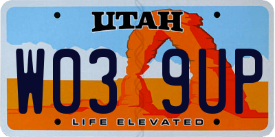 UT license plate W039UP