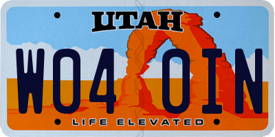 UT license plate W040IN