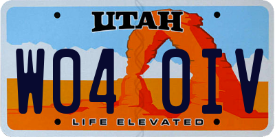 UT license plate W040IV