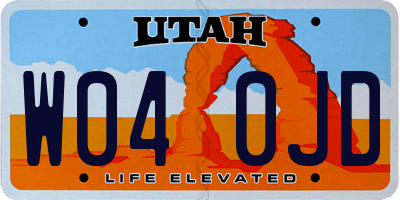 UT license plate W040JD