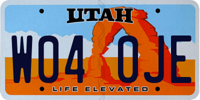 UT license plate W040JE