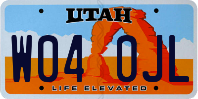 UT license plate W040JL