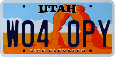 UT license plate W040PY