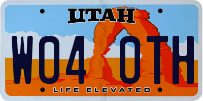 UT license plate W040TH