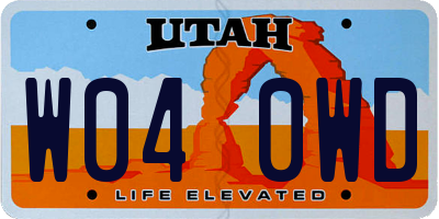 UT license plate W040WD