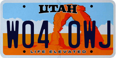 UT license plate W040WJ