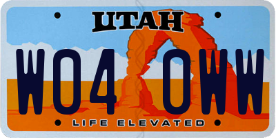 UT license plate W040WW