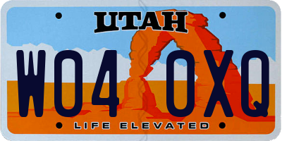 UT license plate W040XQ