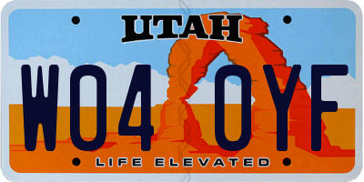 UT license plate W040YF