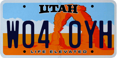 UT license plate W040YH