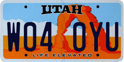 UT license plate W040YU